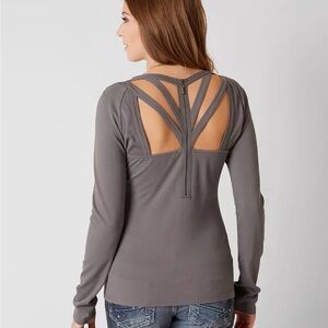 Women's red by BKE V-neck Long Sleeve Top with Cutouts Size Sm